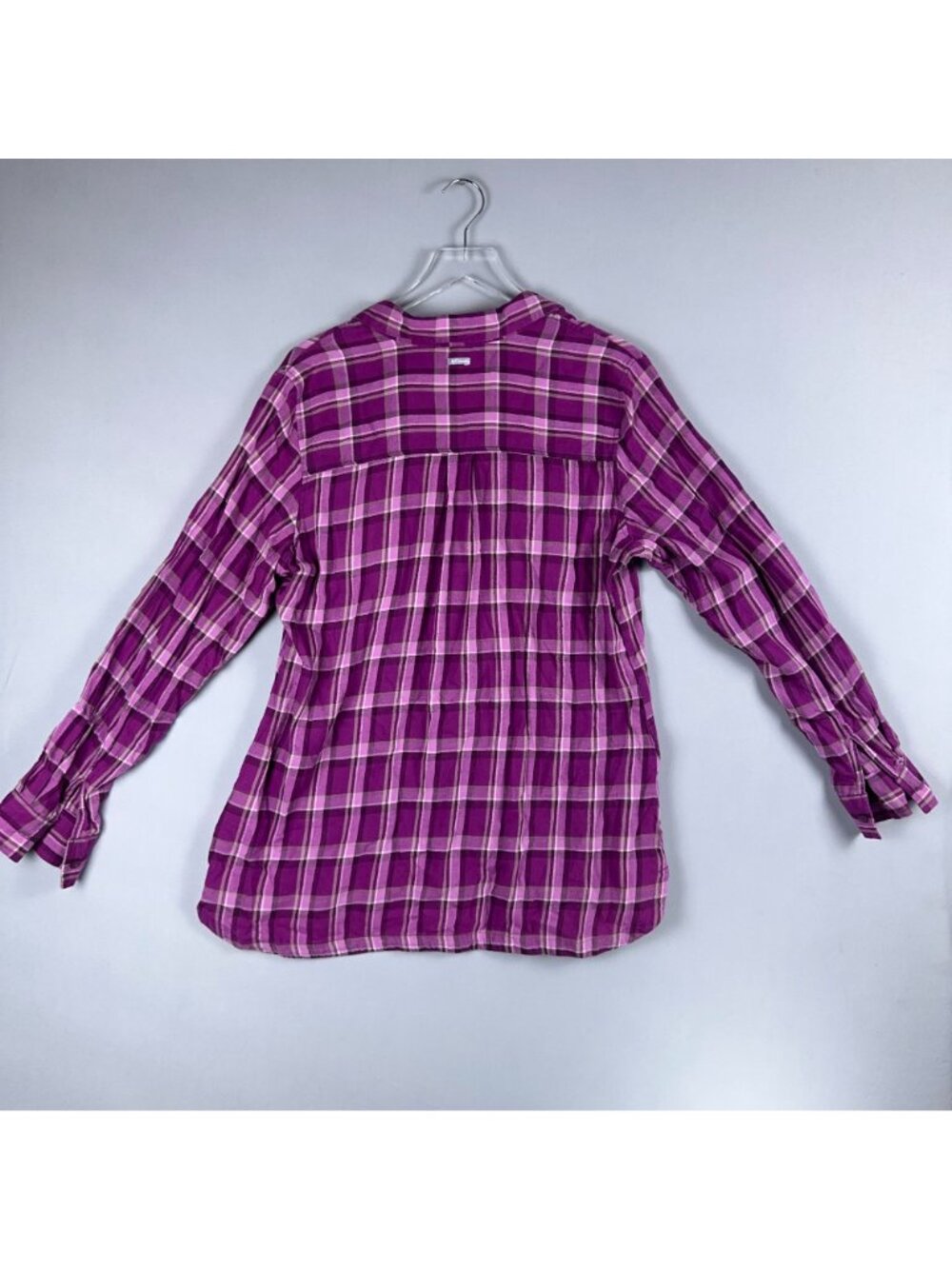 Columbia Plaid Button-Down Shirt Size XL Purple 100% Cotton Long Sleeve Chest Po - Picture 4 of 11